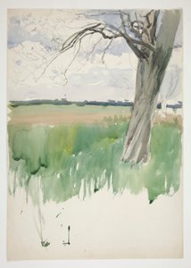 Studie av ett fält och träd av Edwin Austin Abbey