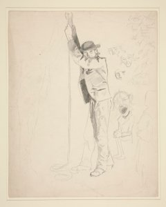 Studie av en man som ringer en klocka; doodles av EAA av Edwin Austin Abbey