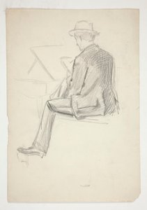Studie av en sittande man och skissar av Edwin Austin Abbey