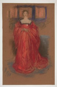 Studie av en kvinna i renässansdräkt - (oidentifierad illustration för en Shakespeare-pjäs?) av Edwin Austin Abbey
