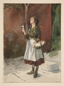 Studie av en ung flicka i en trädgård av Edwin Austin Abbey