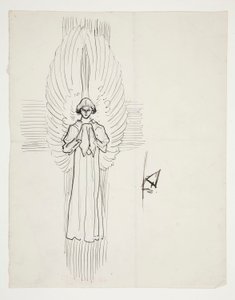 Study of an Angel, för The Quest of the Holy Grail (serie med femton målningar för Boston Public Library, färdig 1901) av Edwin Austin Abbey