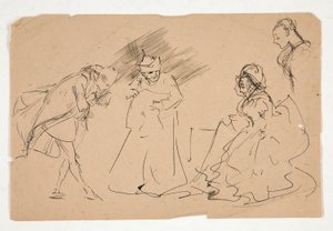 Studie av en scen från 1800-talet, möjligen av Edwin Austin Abbey