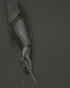 Studie av en arm som håller en pinne och en sköld av Edwin Austin Abbey