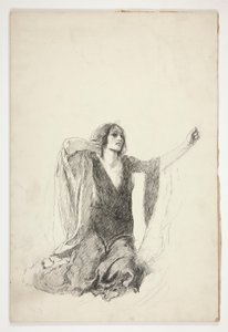 Studie av knästående kvinna, förmodligen en studie för Julia i gravscenen, av Edwin Austin Abbey