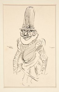 Studie av människan i kostym från 1500-talet, möjligen en karikatyr av perioden av Edwin Austin Abbey