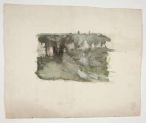 Studie av gåsflickan. av Edwin Austin Abbey