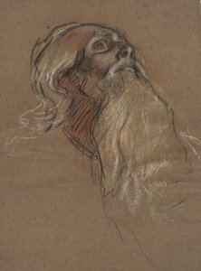 Studie av chefen för kung Amfortas, för av Edwin Austin Abbey
