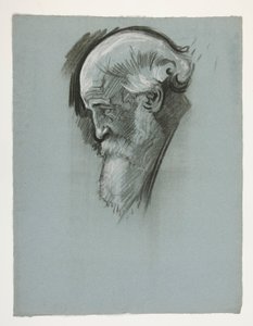 Studie av huvudet på en gammal skäggig man, för kung Arthur av Edwin Austin Abbey