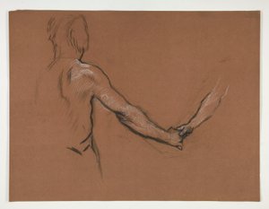 Studie av två figurer som skakar hand i av Edwin Austin Abbey