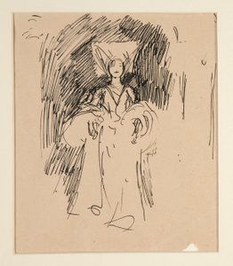 Studie av kvinna i medeltida kostym för av Edwin Austin Abbey