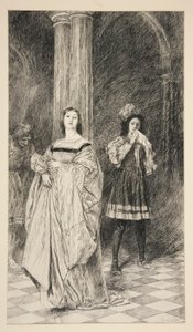 Sylvia och Valentine, från akt II, Scene i, Two Gentlemen of Verona av Edwin Austin Abbey