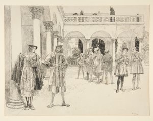 Palace Court, från akt IV, scen II, Two Gentlemen of Verona av Edwin Austin Abbey
