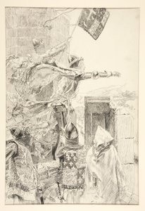 Kungen på muren av Flinta slott; av Edwin Austin Abbey