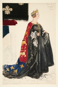 Drottningen (i svart), kostymskiss för Henry Irving av Edwin Austin Abbey
