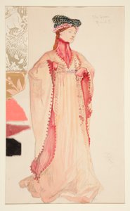 Drottningen (i rosa), kostymskiss för Henry Irving av Edwin Austin Abbey