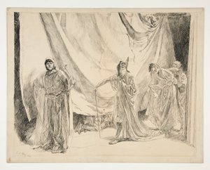Spelarnas återinträde, illustration till akt V, Scen I, En midsommarnatt av Edwin Austin Abbey
