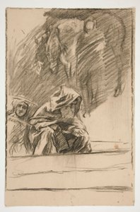 Tre figurer och hästar: studera för av Edwin Austin Abbey