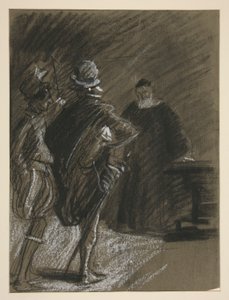 Tre män, studera för Taming of the Shrew (?) av Edwin Austin Abbey