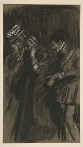 Tre män, studera för Taming of the Shrew (?) av Edwin Austin Abbey