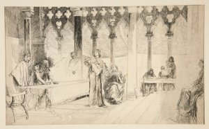 Rättegångsscen, från Merchant of Venice av Edwin Austin Abbey