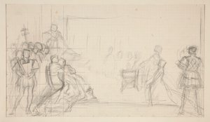 Rättegång mot drottning Catharine, studie av Edwin Austin Abbey