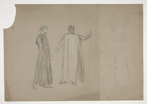 Två siffror: tidig studie för av Edwin Austin Abbey