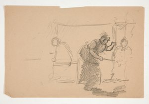 Oidentifierad illustration - Studie av kök med figur av Edwin Austin Abbey