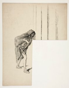 Vandrande man i mantel, skiss till en oidentifierad Shakespeare-pjäs av Edwin Austin Abbey