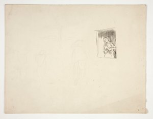 Kvinna vid fönstret - oidentifierad illustration av Edwin Austin Abbey