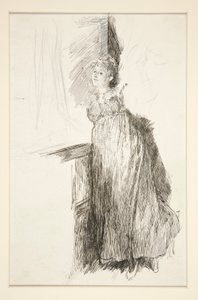 Kvinna vid fönstret - oidentifierad illustration av Edwin Austin Abbey
