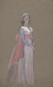 Kvinna i Empire-klänning - kostymstudie för La Tosca av Edwin Austin Abbey