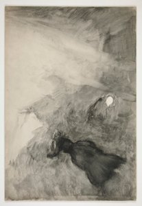 Kvinna som läser, figur tittar på - (oidentifierad illustration) av Edwin Austin Abbey