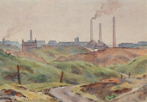 Black Country Scene (akvarell på papper)