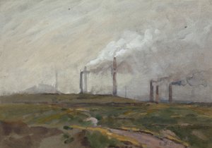 Kvällslandskap (akvarell på papper)