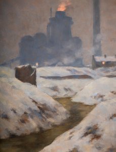 Ugn och snö, landskap (olja på duk)