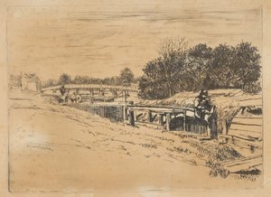 Whistler vid Moulsey [Molesey Lock], [1861].
