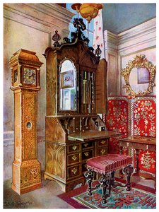 En grupp möbler från tidigt 1700-tal, 1910.