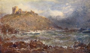 Criccieth Castle (färglitografi) av Edwin Hayes