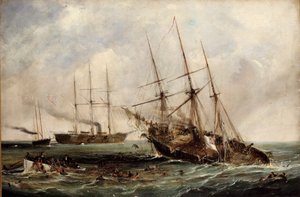 Förstörelse av den konfedererade ångbåten Alabama av US Ironclad Kearsarge, 19 juni 1864