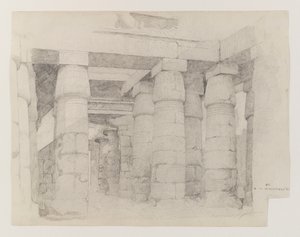 Khonsu-templet i Karnak, 1887 (grafit på vävt papper)