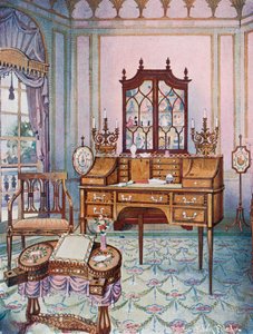 Inlagd mahogny Cylinder-Fall Kina och bokfodral. 