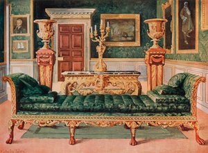 Mahogny and Gilt Georgian Suite i Gallery and Green Drawing Room of Longford Castle av Edwin John Foley