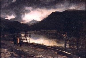 En sjöscen vid solnedgången av Edwin Landseer