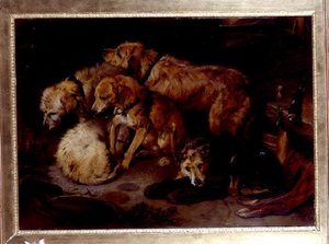 Fireside Party (olja på duk) av Edwin Landseer
