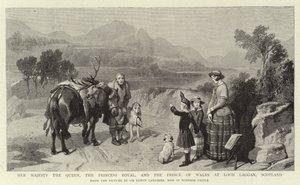 Hennes Majestät Drottningen, Princess Royal och Prince of Wales vid Loch Laggan, Skottland av Edwin Landseer