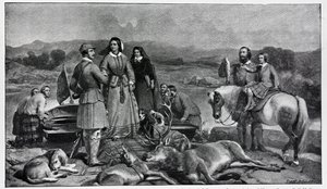 Queen Victoria tulaueleele i Loch Muick, ina ua uma le ata o le 1850 swed av Edwin Landseer