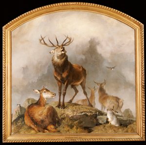Scen i Braemar - Highland Deer av Edwin Landseer