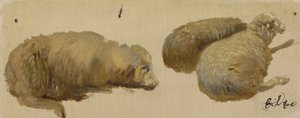 Tre får i vila (olja på papper) av Edwin Landseer