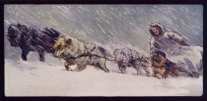 Ett Esquimaux Sledge Dog Team (färgfoto) av Edwin Noble